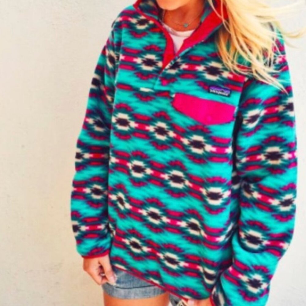 Patagonia Synchilla Aztec Wild Desert Fleece Quarter Snap Pullover Women size M